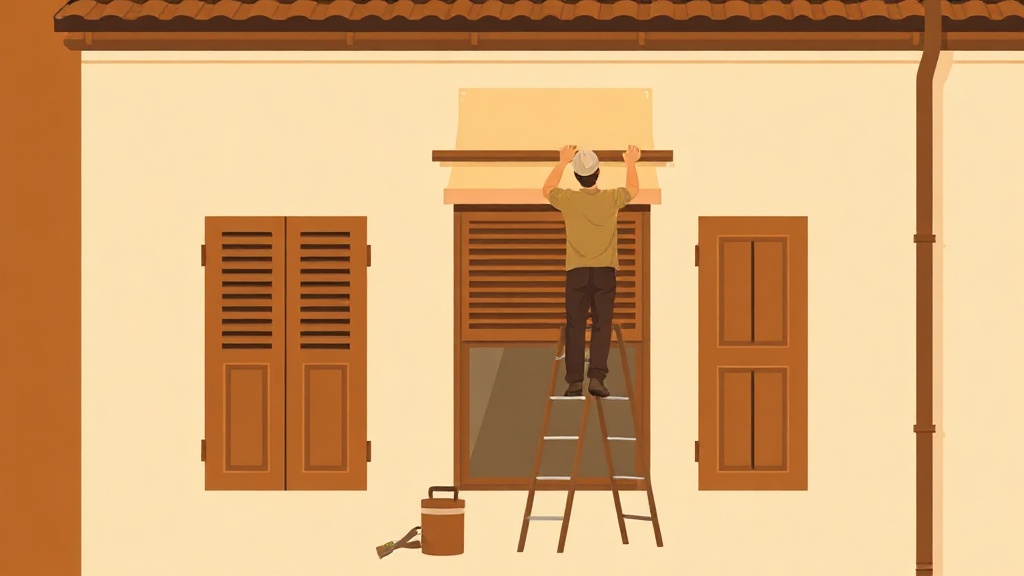 Artisan en train d’installer un volet roulant